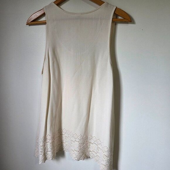 EUC GAP CREAM BOHO SCOOP NECK EMBROIDERED EDGE TANK TOP SIZE L - Picture 4 of 14